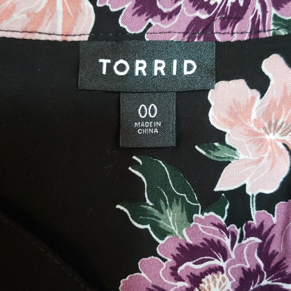 Torrid Harper Floral Bunches Challis Blouse 00/10 - Picture 6 of 8
